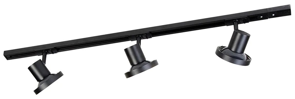 Nowoczesny system oświetlenia szynowego z 3 czarnymi reflektorami jednofazowymi 100 cm - Iconic Jeany Nowoczesny Oswietlenie wewnetrzne