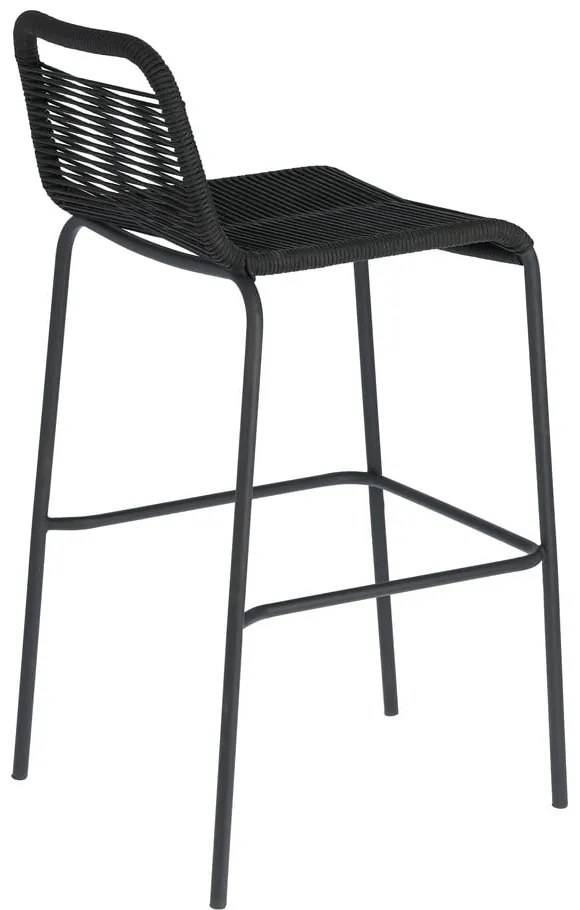Czarny hoker ze stalową konstrukcją Kave Home Glenville, wys. 74 cm