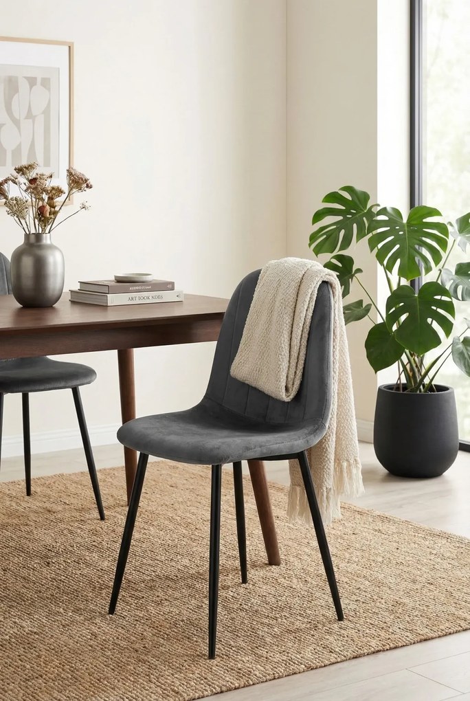 Ciemnoszare krzesło tapicerowane welurowe M6-B69