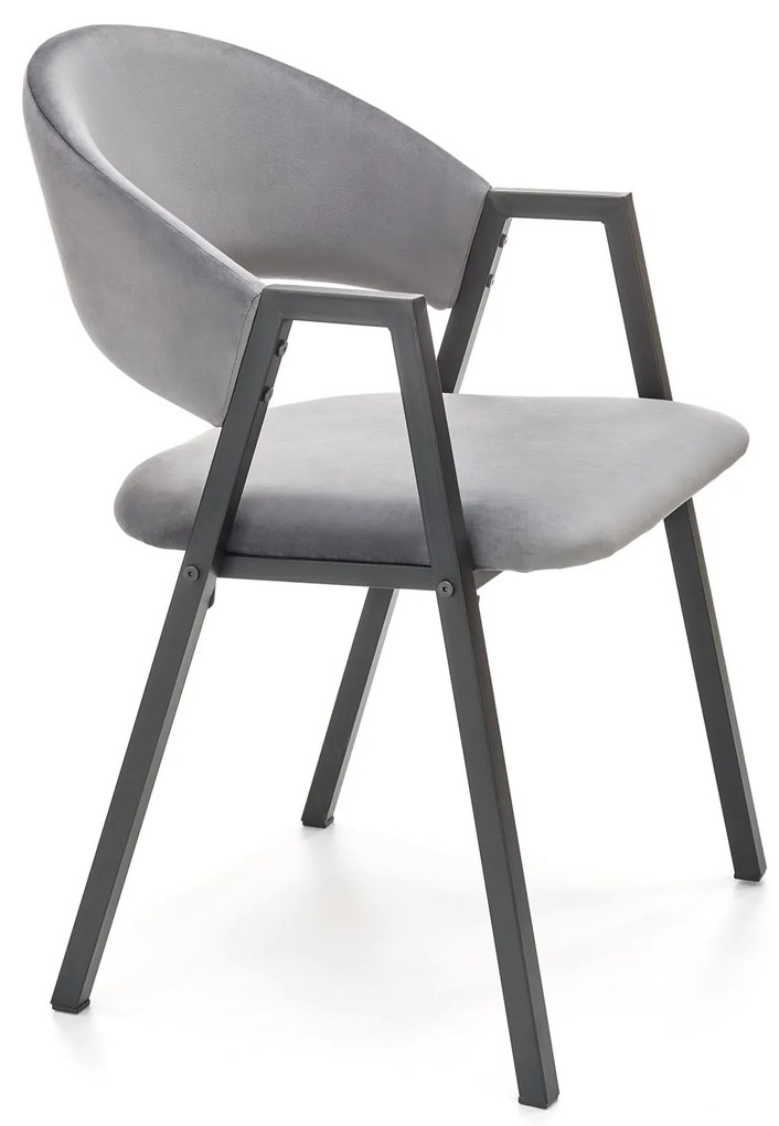Krzesło popiel velvet K473 nowoczesne loft metalowe podłokietniki