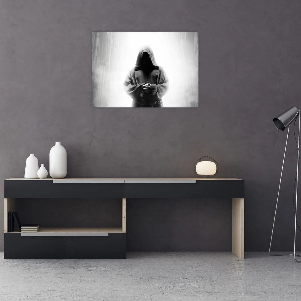 Obraz na szkle - Mnich w klasztorze (70x50 cm)