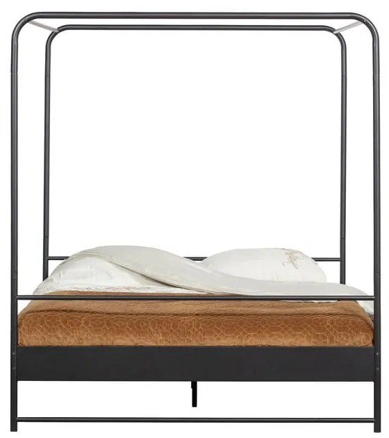 Czarne metalowe łóżko dwuosobowe vtwonen Bunk, 160x200 cm