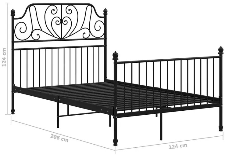 Czarne metalowe łóżko z zagłówkiem 120x200 cm - Hadson