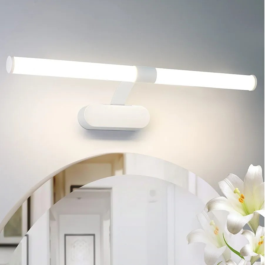 NETTLIFE Kinkiet łazienkowy LED, lampa lustrzana LED 4000K biel neutralna, IP44, 8W, 60CM - biała nowoczesna wodoodporna kinkiet kinkiet