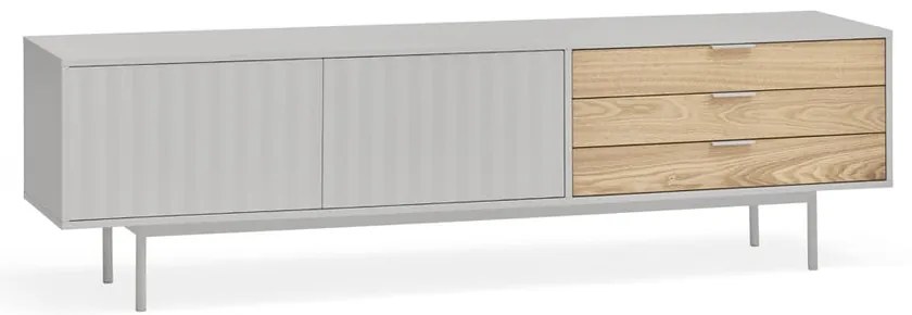 Szaro-naturalna szafka pod TV w dekorze dębu 180x52 cm Sierra – Teulat