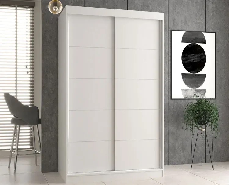 Biała Szafa Przesuwna Ze Szprosami 120 Cm K1-N62