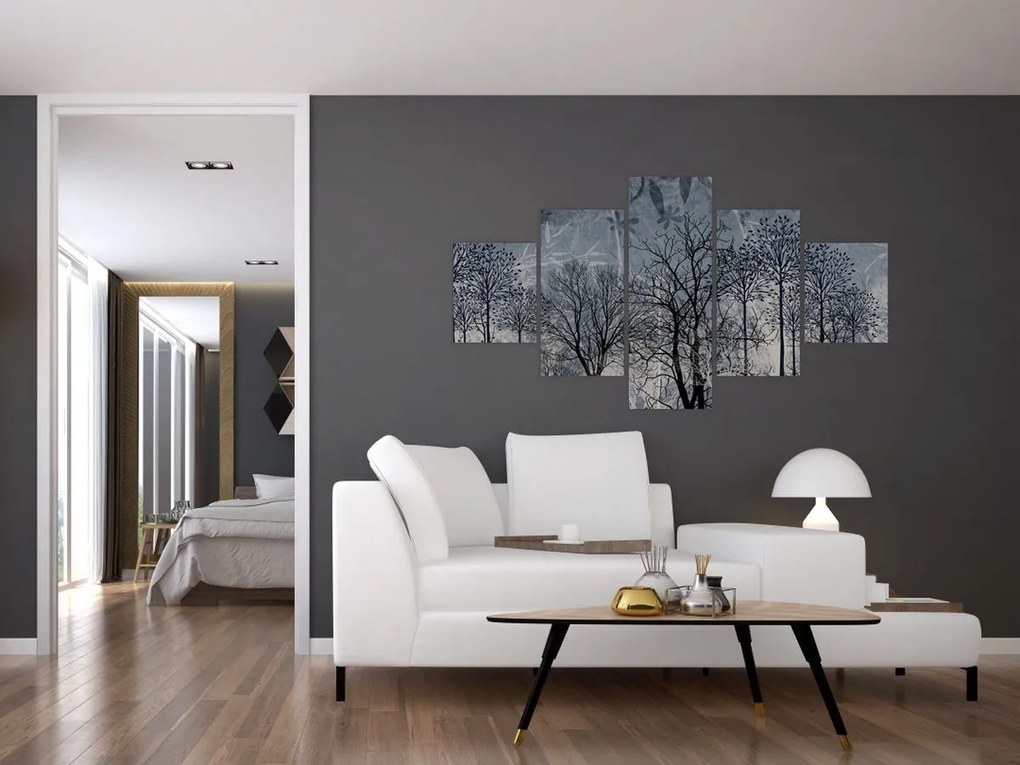 Obraz - Sylwetki drzew z liśćmi (125x70 cm)
