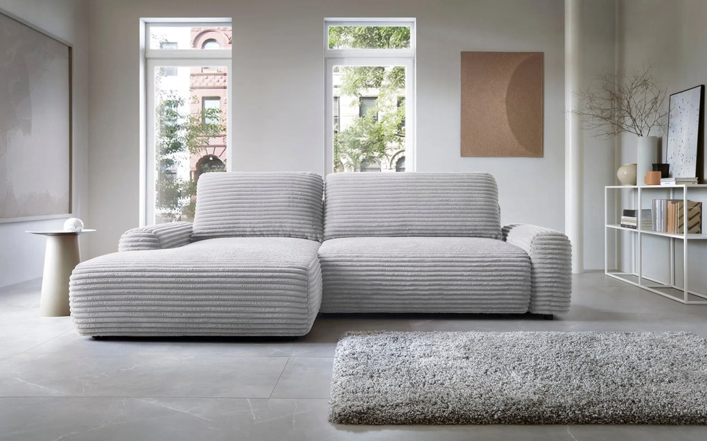 Masseno Narożnik OSSO z funkcją spania i pojemnikiem na pościel Narozniki L, Rozkładana sofa - Szary, AMBIENCE 18