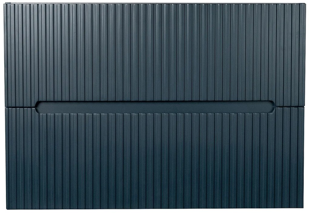 Szafka łazienkowa wisząca  ryflowana niebieska - 80 cm - PAVANI