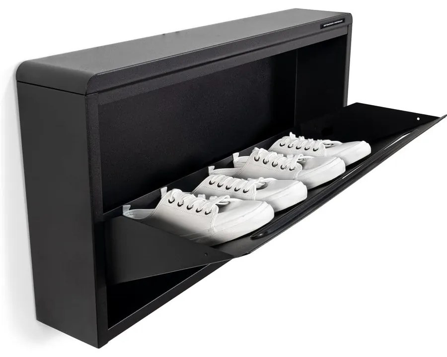 Czarna metalowa uchylna/wisząca szafka na buty 75x38x13 cm Mario – Spinder Design
