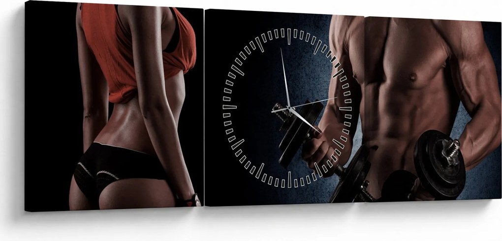Obraz - Fitness (z zegarem) (90x30 cm)