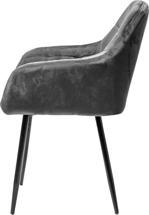 Szare krzesło jadalniane MARLEN VELVET z czarnymi nogami