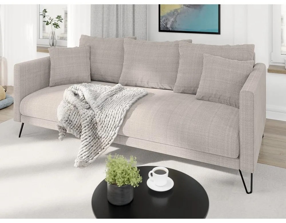 Jasnobrązowa sofa z tkaniny szenilowej 200 cm Freya – Ropez