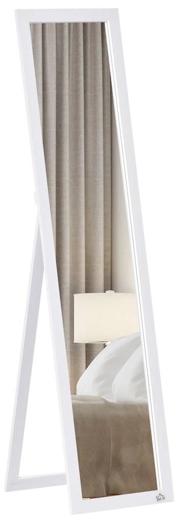 Pełnowymiarowe lustro HOMCOM, wolnostojące, montowane na ścianie, rama MDF, 37 x 37 x 154 cm, Białe