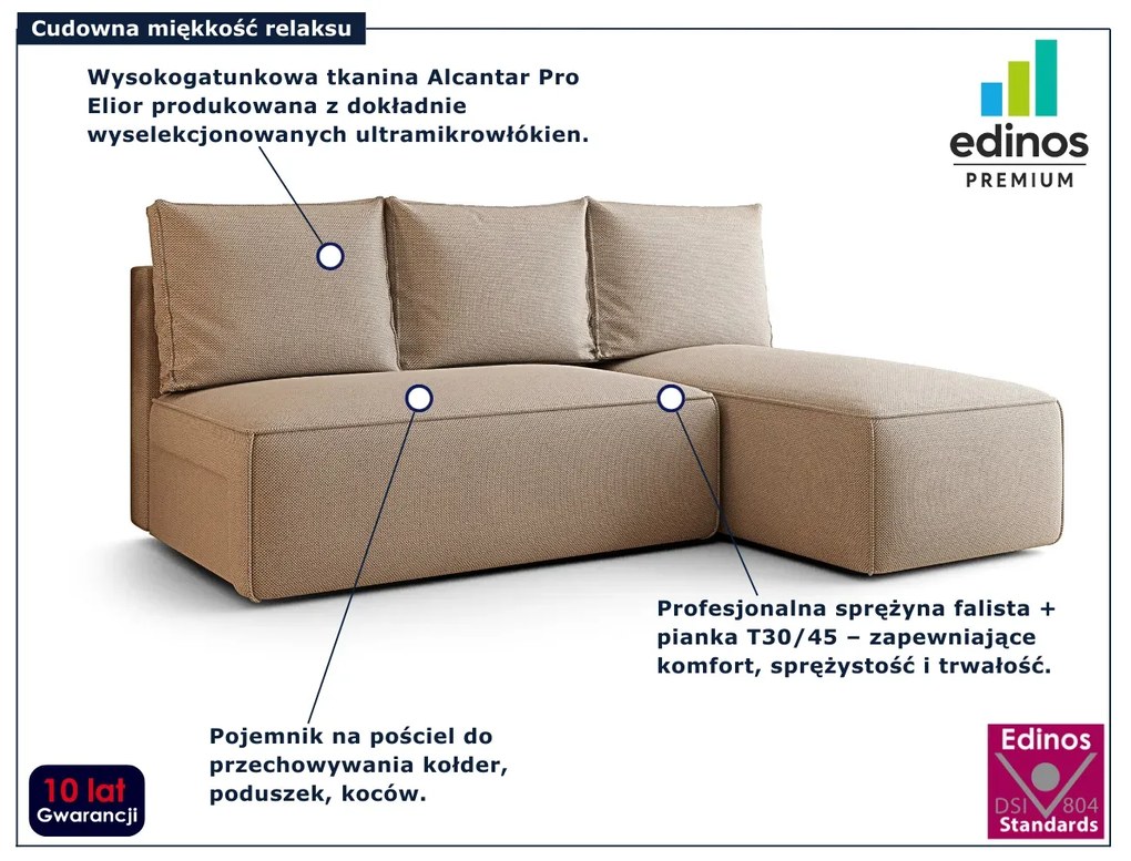 Ciemnobeżowy rozkładany narożnik z pojemnikiem N2-Z10