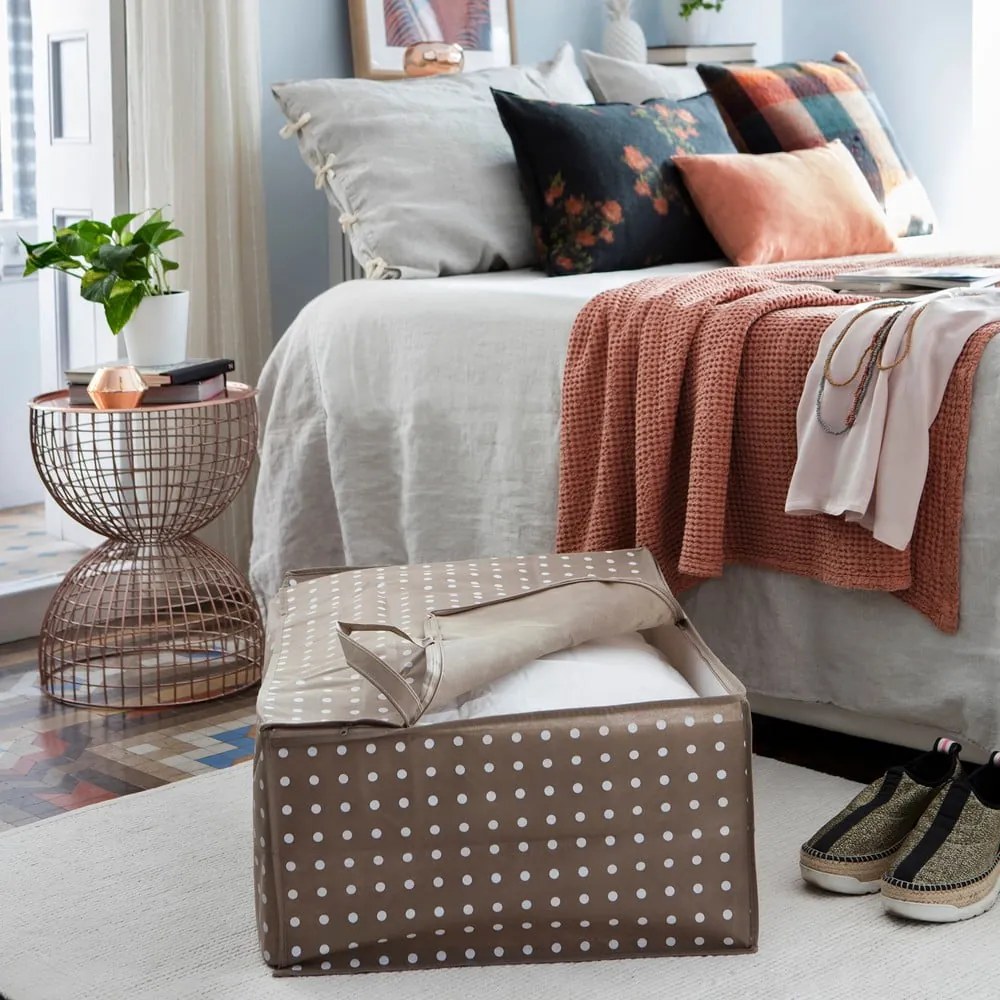 Beżowy organizer Compactor Dots, 50x70 cm