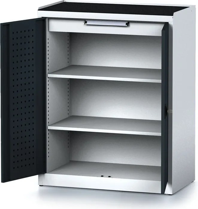 Szafa warsztatowa MECHANIC, 1170 x 920 x 500 mm, 2 półki, 1 szuflada, grafitowe drzwi