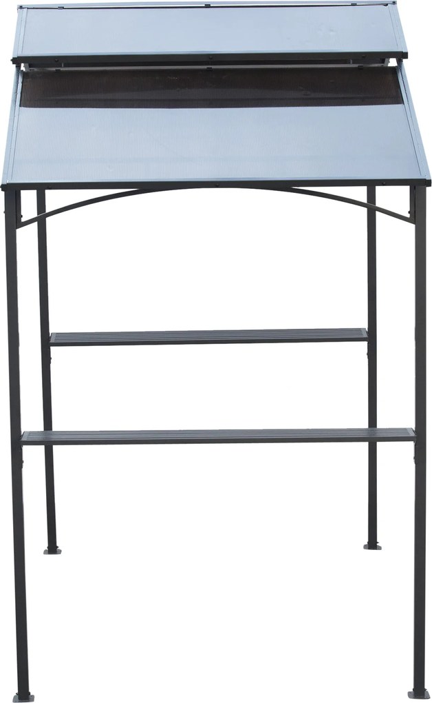 Outsunny Pawilon grillowy z dachem ognioodpornym 2,5 x 1,5 m wiata grillowa z 2 półkami stal PC