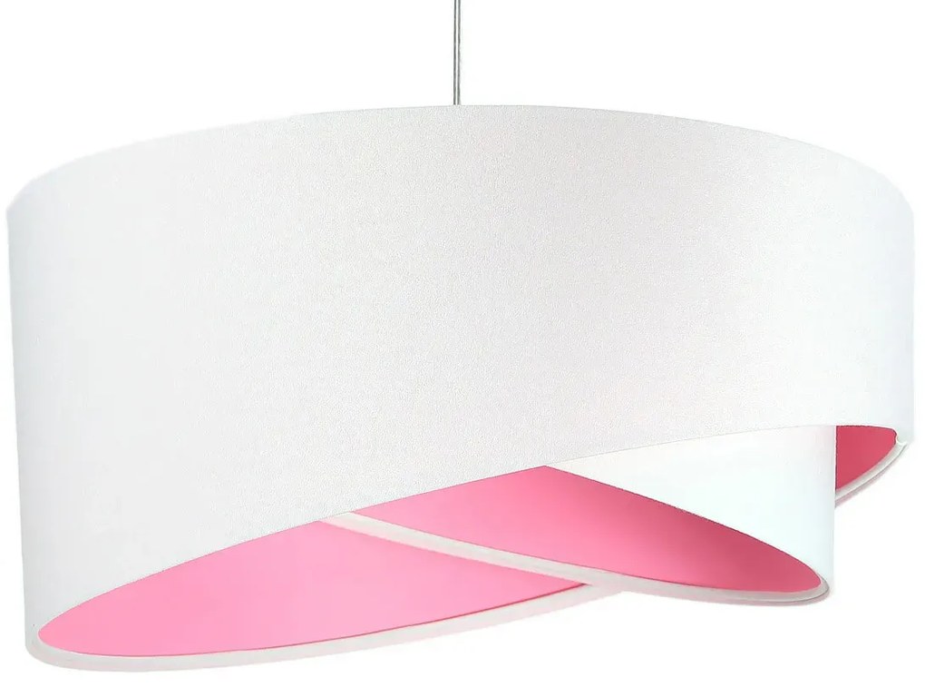 Biało-różowa lampa wisząca z abażurem - 8X EX990 L1-F88