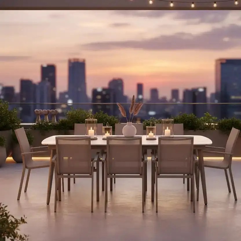 Stół ogrodowy aluminiowy beżowy 180x90 cm Spiek kamienny solidny i trwały