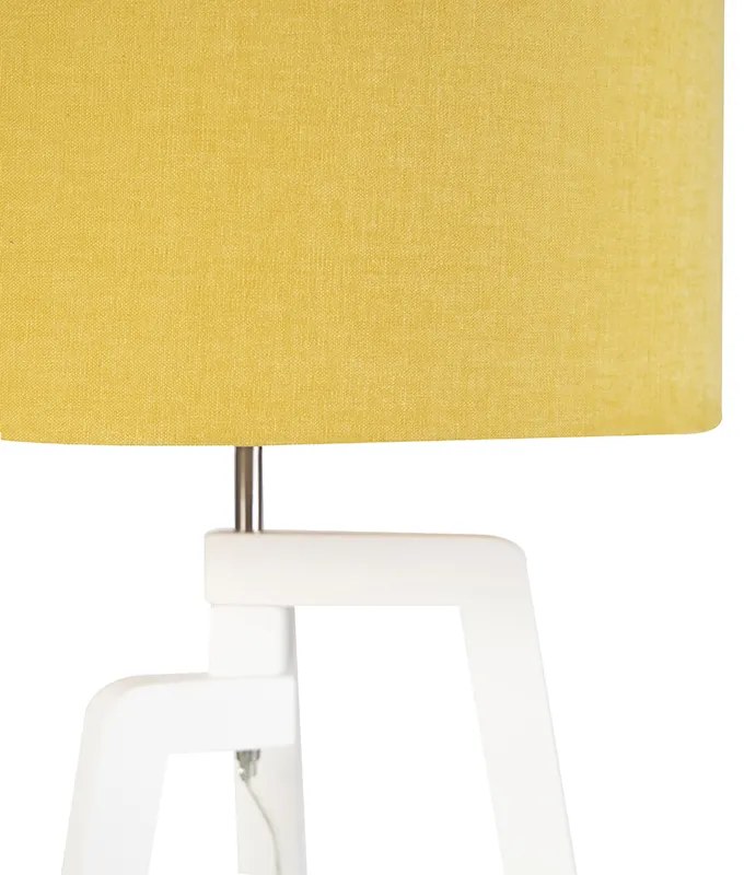 Nowoczesna lampa podłogowa biała z abażurem w kolorze kukurydzy 50 cm - Puros Nowoczesny Oswietlenie wewnetrzne