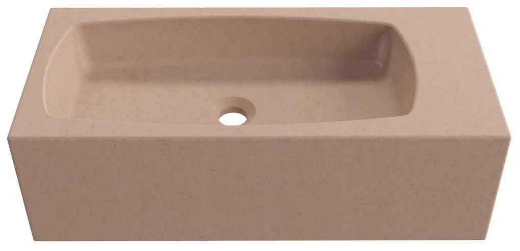 Umywalka betonowa prostokątna bez otworu na baterię 65 x 30 cm z półką ZALM i konsola