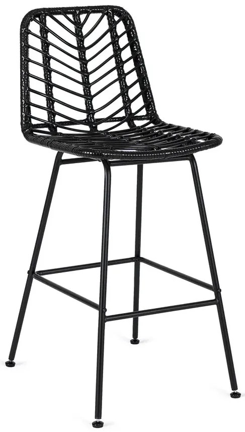 Czarny rattanowy hoker kuchenny ogrodowy F7-L82