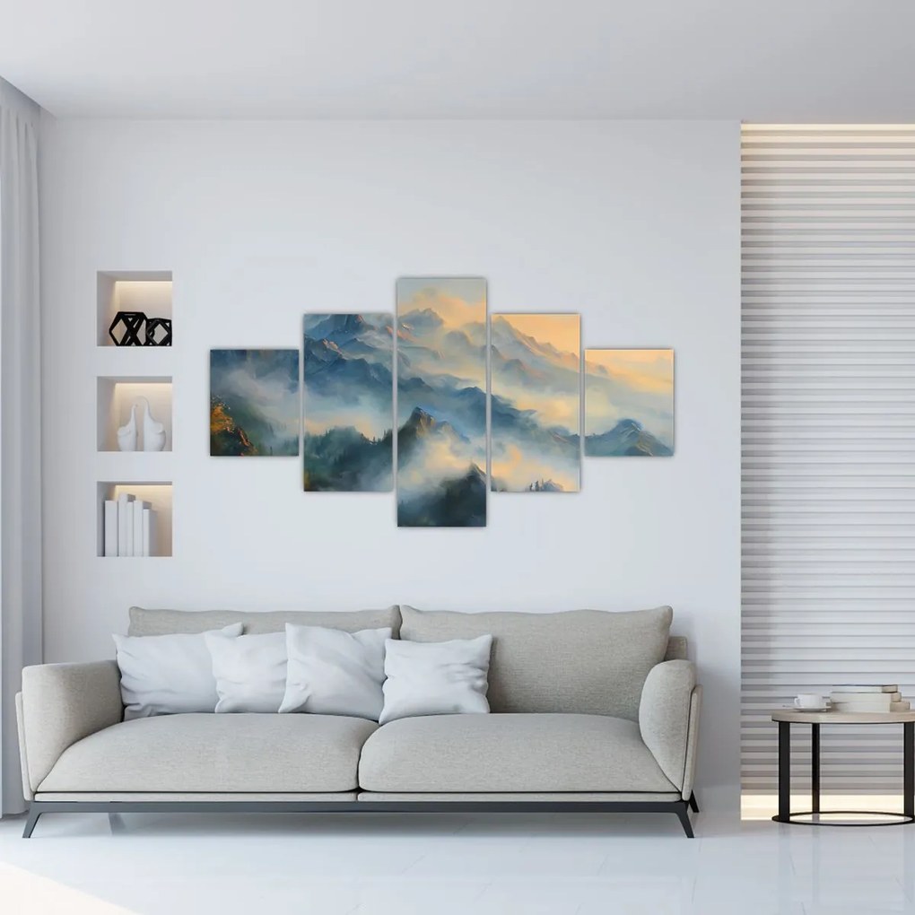 Obraz - Malowany górski krajobraz (125x70 cm)