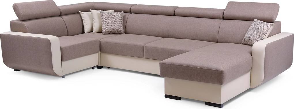 Masseno Narożnik PALAZZO z funkcją spania i pojemnikiem na pościel Narozniki U, Rozkładana sofa - Brązowy, INARI 23+MADRYT 912