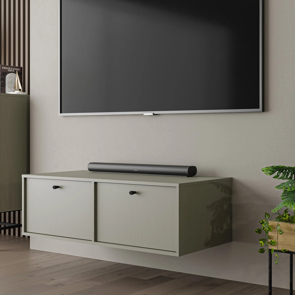 Szafka RTV wisząca TORINO 120,6 cm do Salonu pod Telewizor - Odcienie zieleni