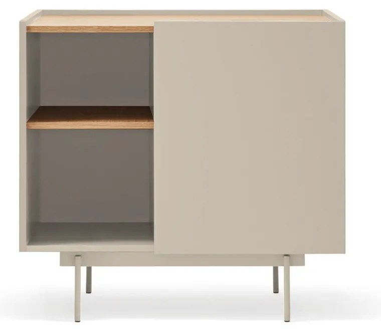Beżowo-naturalna niska komoda w dekorze dębu 90x78 cm Otto – Teulat