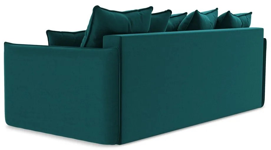 Turkusowa aksamitna rozkładana/ze schowkiem sofa 225 cm Hula – Makamii