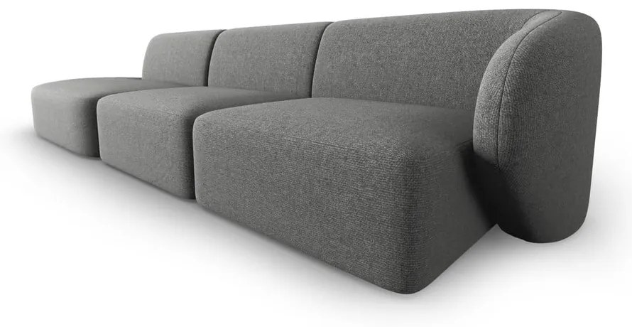 Szara sofa z tkaniny szenilowej prawostronna 311 cm Paolo – Milo Casa