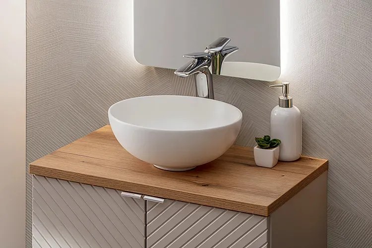 Biała okrągła ceramiczna umywalka łazienkowa - Palenisko