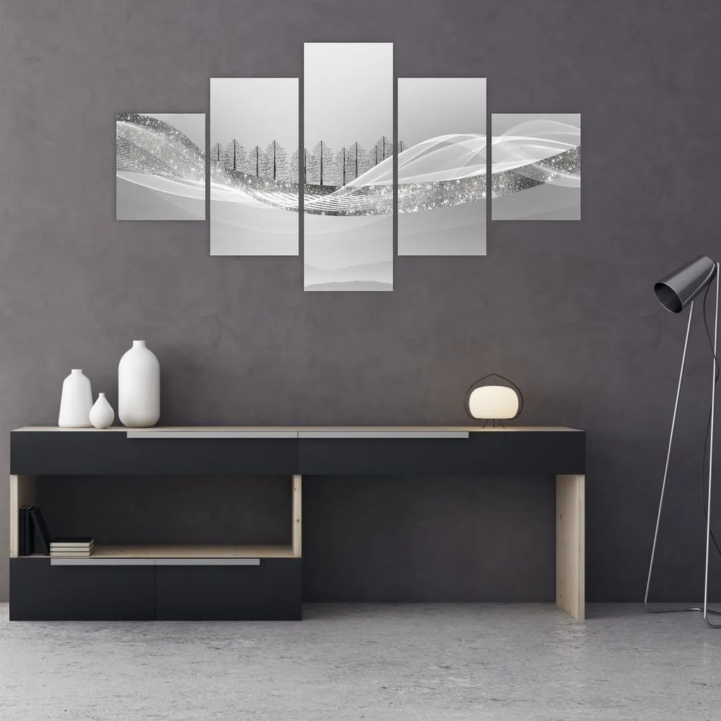 Obraz - Srebrny krajobraz (125x70 cm)