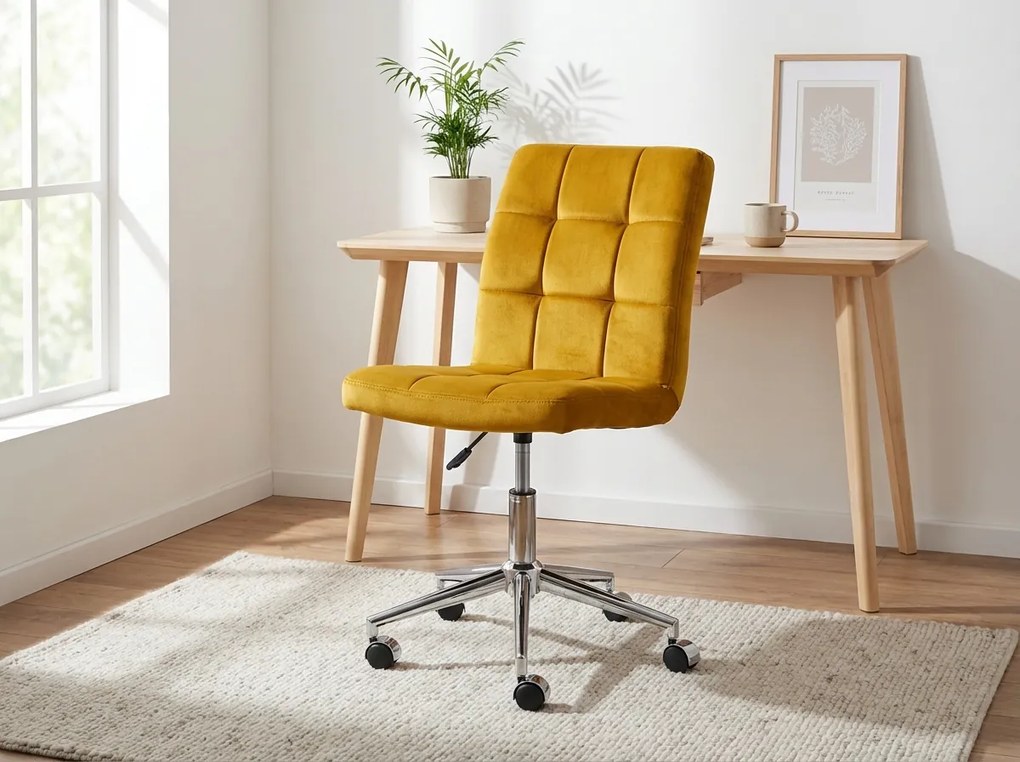 Żółty fotel biurowy Q-020 VELVET