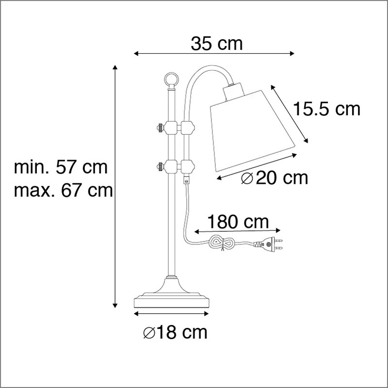 Klasyczna lampa stołowa brązowa z białym abażurem - Ashley