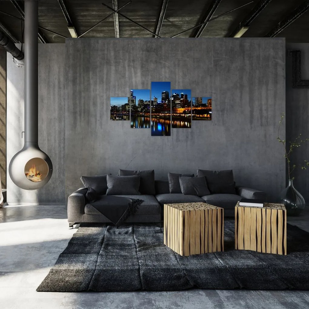 Obraz nocy w Melbourne (125x70 cm)