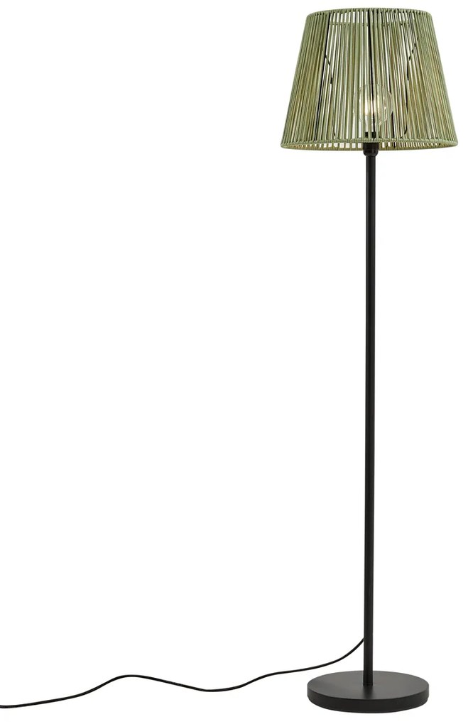 Zewnetrzna Zewnętrzna lampa podłogowa czarna z zielonym kloszem ze sznura IP44 - Virginia JaylaJapandi Oswietlenie zewnetrzne