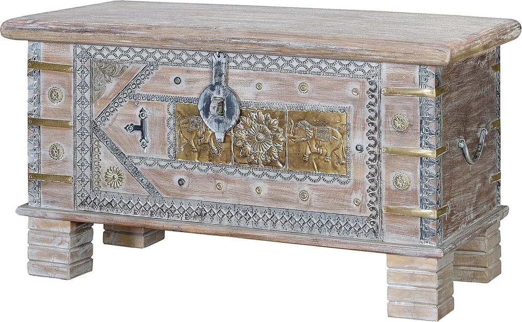 Pień z drewna mango w kolorze postarzanej bieli