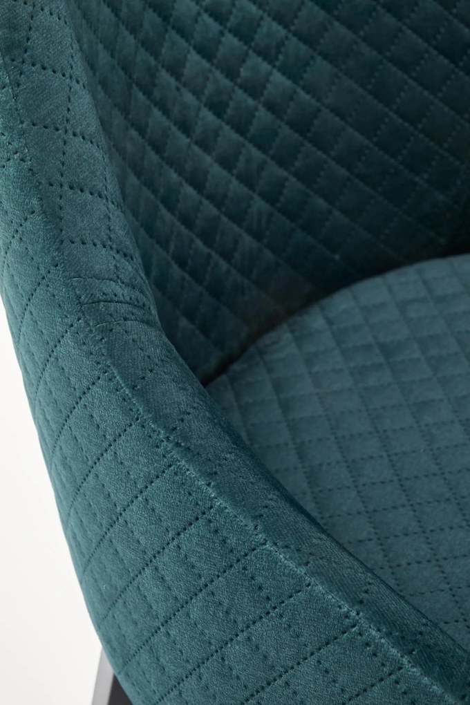 Krzesło tapicerowane czarny/ciemno zielone welurowe TOLEDO 3 pikowane