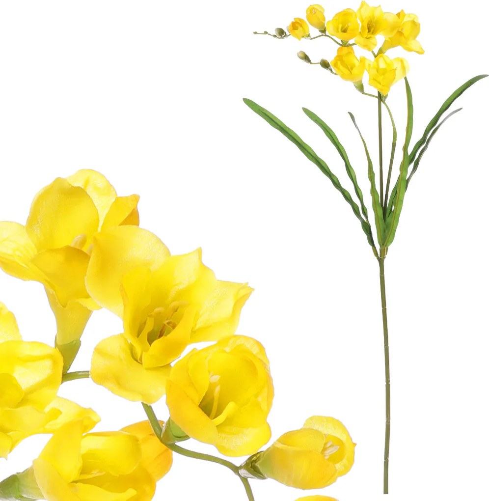 Sztuczna kwiat Frezja, żółty, 15 x 5 x 60 cm