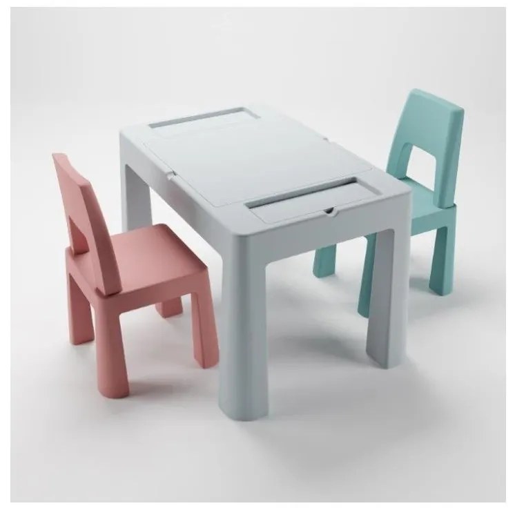 TEGA BABY - Stolik dziecięcy z krzesełkami szary/różowy/turkusowy