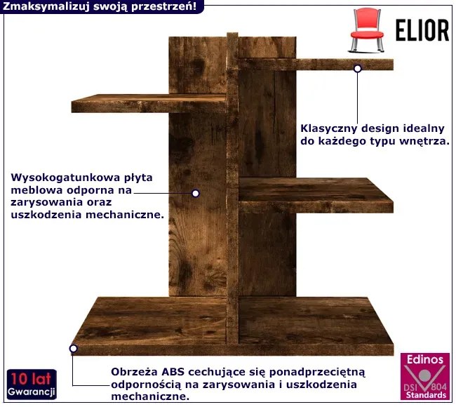 Nadstawka na biurko z półkami przydymiony dąb - Xeta