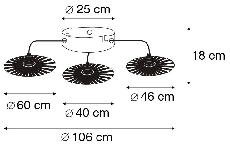 Wiejska lampa sufitowa czarna 3-punktowa - Leia Rustykalny / Vintage Oswietlenie wewnetrzne