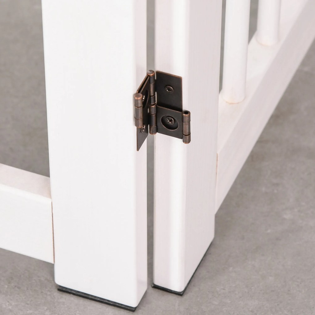 PawHut składana bramka dla psów z drzwiami biała wolnostojąca idealna do domu | Aosom PL