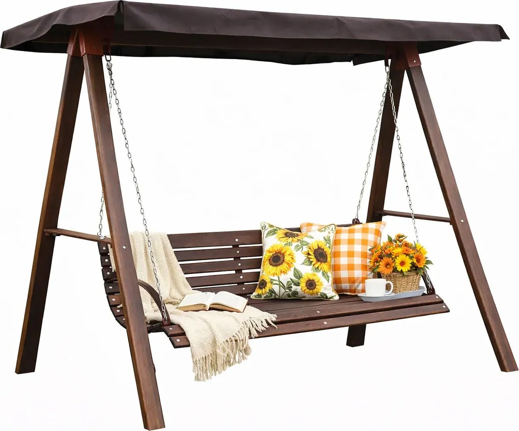 Drewniana huśtawka ogrodowa orzech W6-W83