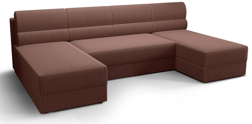 Różowy narożnik sztruksowy z funkcją spania B2-M73