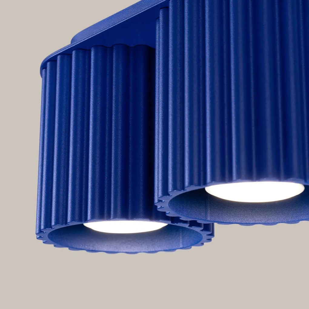 Plafon dwupunktowy AURA 2 ultramaryna GU10 ryflowany SOLLUX  LIGHTING