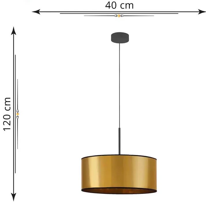 Złoty okrągły żyrandol wiszący 40 cm - EX872 Biały połysk